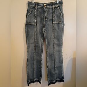 Blue Savvy Women's Distressed Straight Leg Jeans Sz 16W